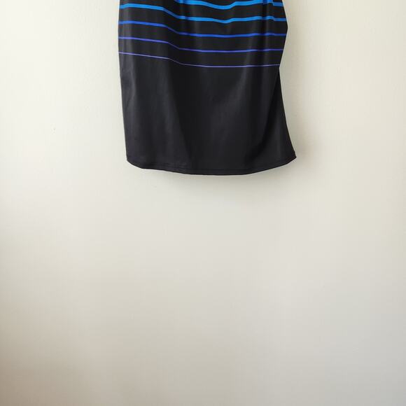 Maxine of Hollywood Tankini Swimsuit Top Women 14 Black Stripe Beach Cruise Boho - Picture 2 of 14